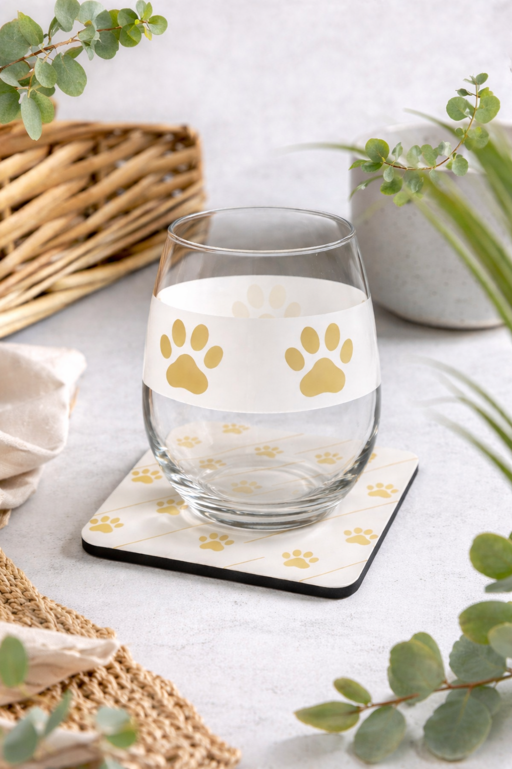 Coaster, Color Whisper, strips with Golden paw prints