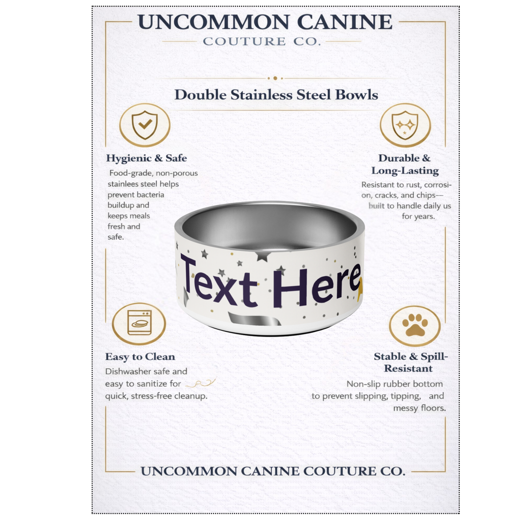 Personalized Dog Bowl Stainless Steel, Modern Pattern 18 oz.