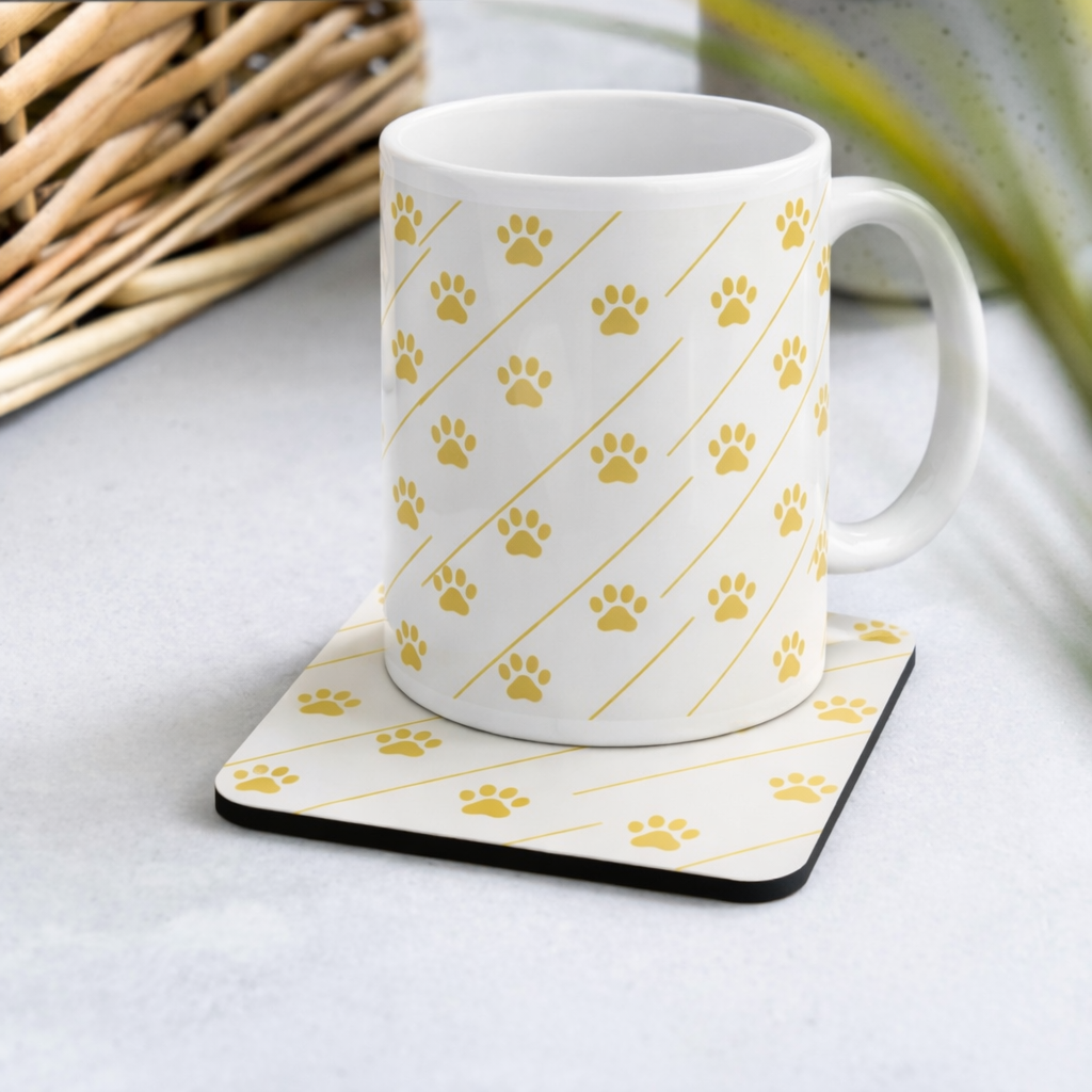 Coaster, Color Whisper, strips with Golden paw prints