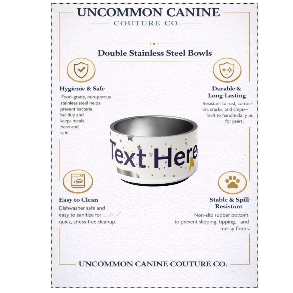 Personalized Dog Bowl Stainless Steel, Modern Pattern Set 18 oz.