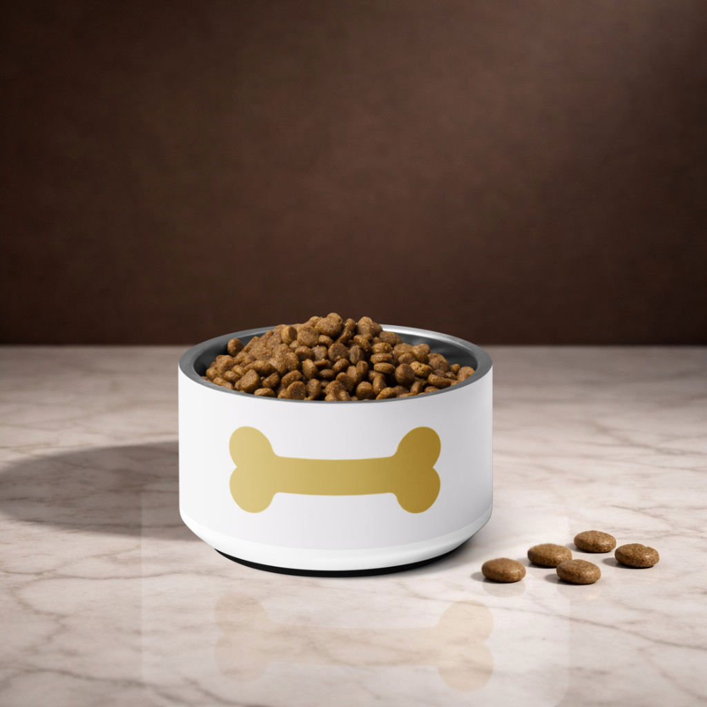 Luxury Steel Dog Bowl, Modern Ivory Whisper - Bone,18 oz and 32 oz.