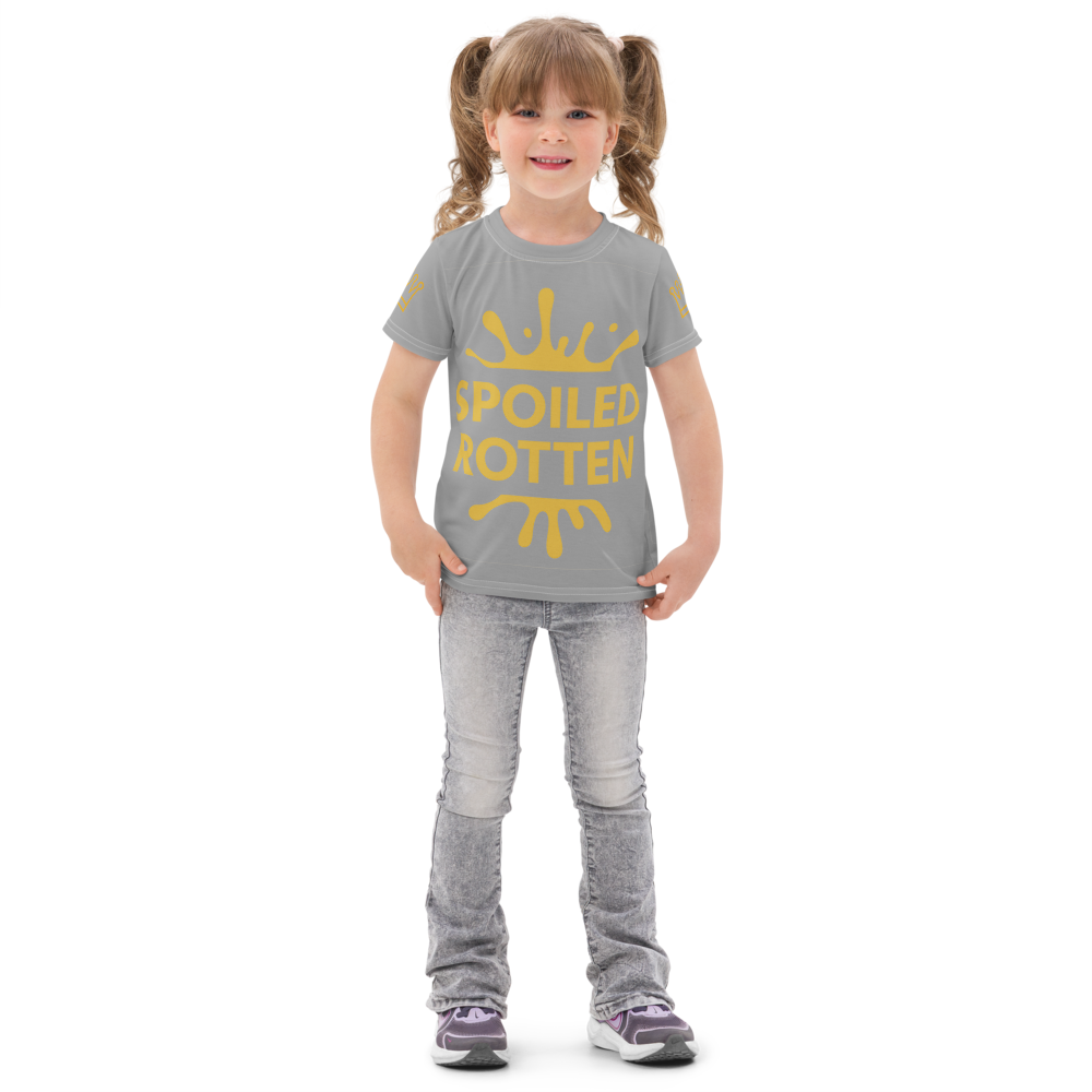 Spoiled Rotten Kids Tee - Gold Crown Graphic, Size 2T-7, Gray,matching set.