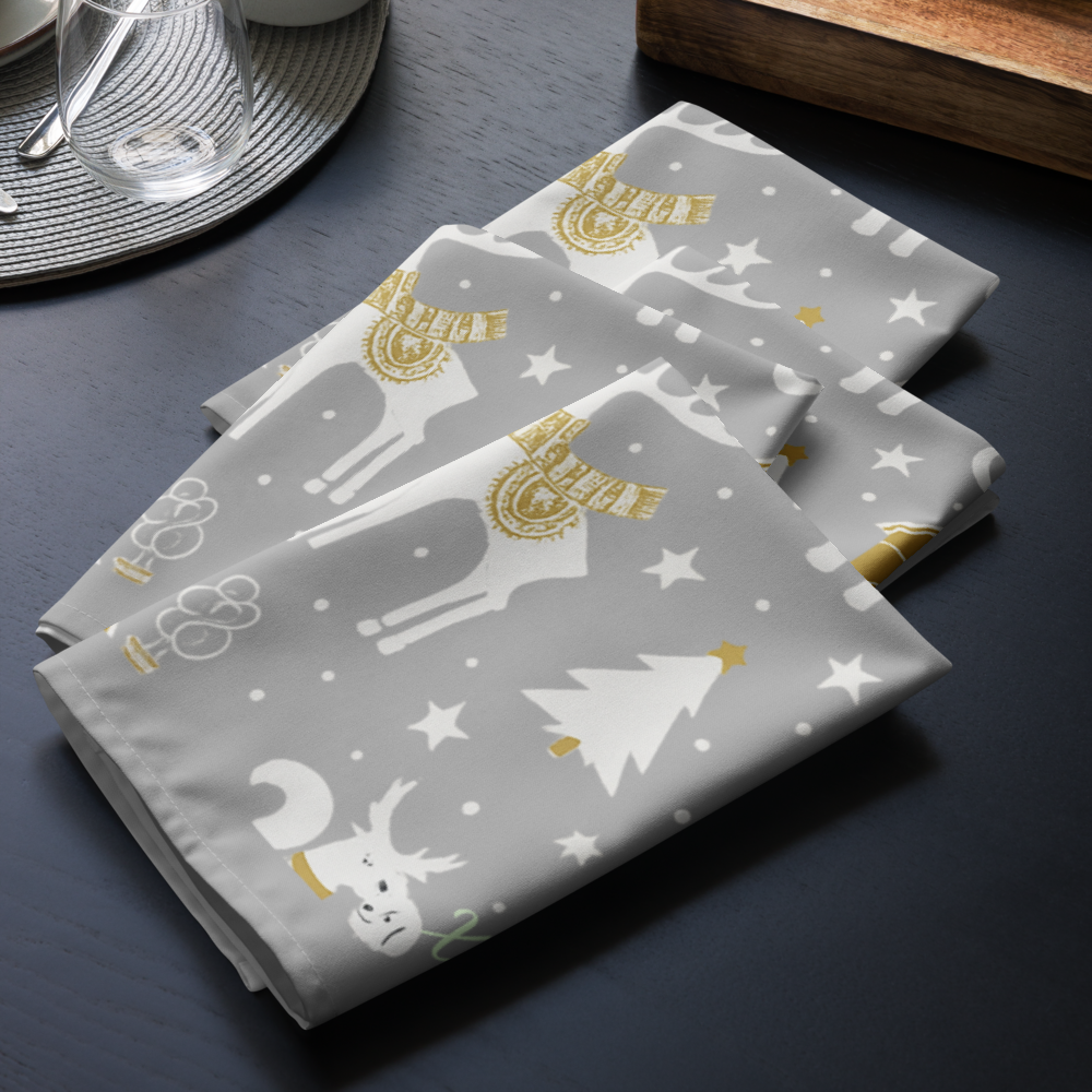 Personalize Festive holiday - Napkins Set of 4 Silver and Gold, Pet Lovers
