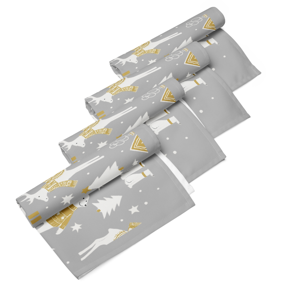 Personalize Festive holiday - Napkins Set of 4 Silver and Gold, Pet Lovers