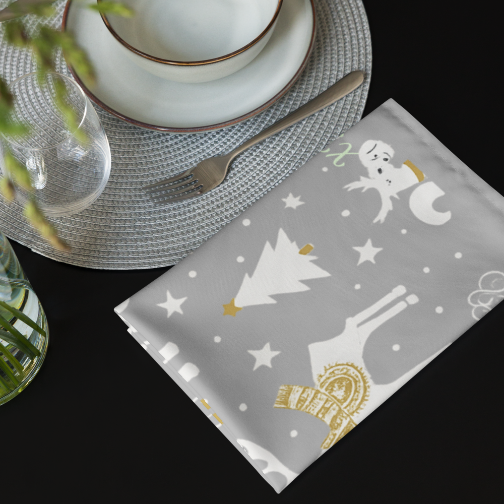 Personalize Festive holiday - Napkins Set of 4 Silver and Gold, Pet Lovers
