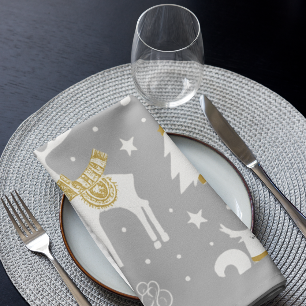 Personalize Festive holiday - Napkins Set of 4 Silver and Gold, Pet Lovers