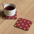 Coaster, Royal burgundy strips with Golden paw prints