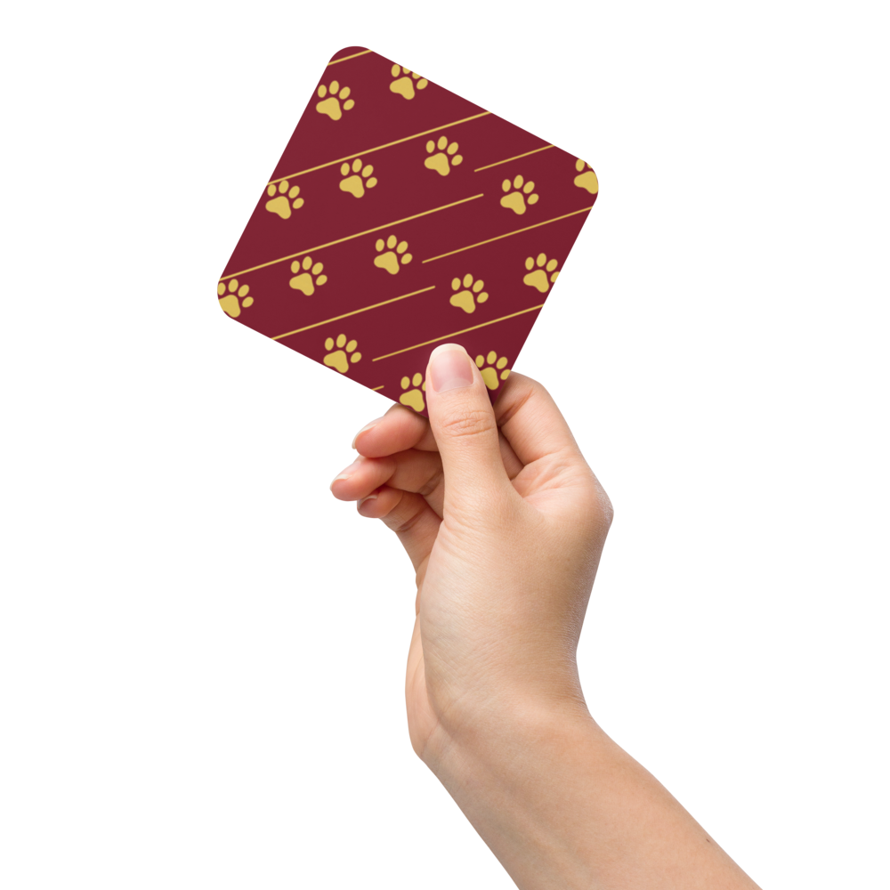 Coaster, Royal burgundy strips with Golden paw prints