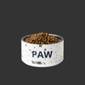 Luxury Stainless Steel Dog Bowl, Modern Pattern Gold and Silver , “PAW”, 18 and 32 oz.