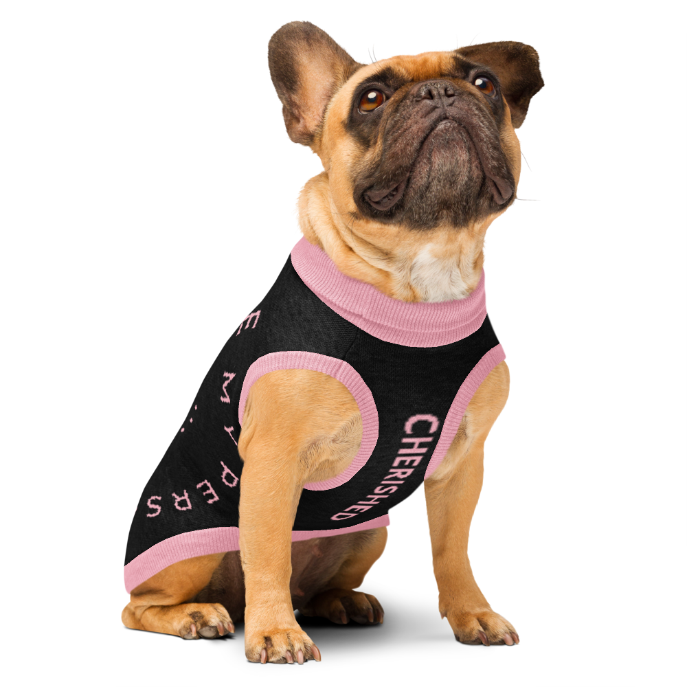 Personalized Knitted pet sweater, Color Pink and Black, "You are my Person" Size M
