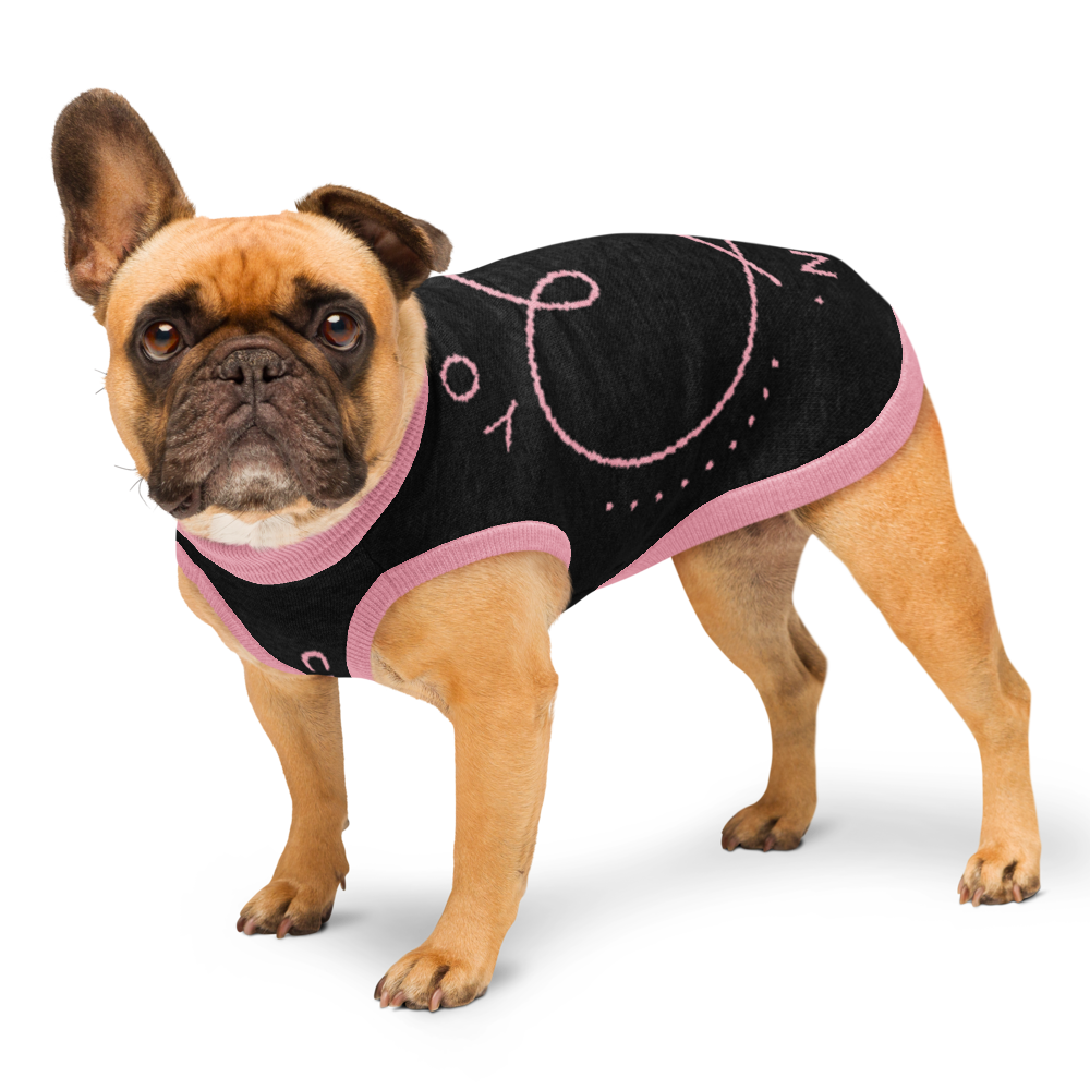 Personalized Knitted pet sweater, Color Pink and Black, "You are my Person" Size M