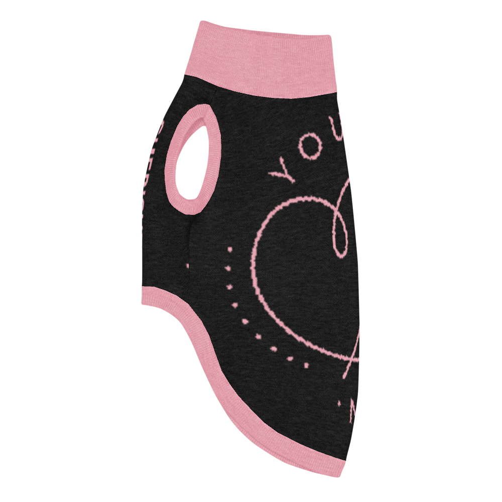 Personalized Knitted pet sweater, Color Pink and Black, "You are my Person" Size M