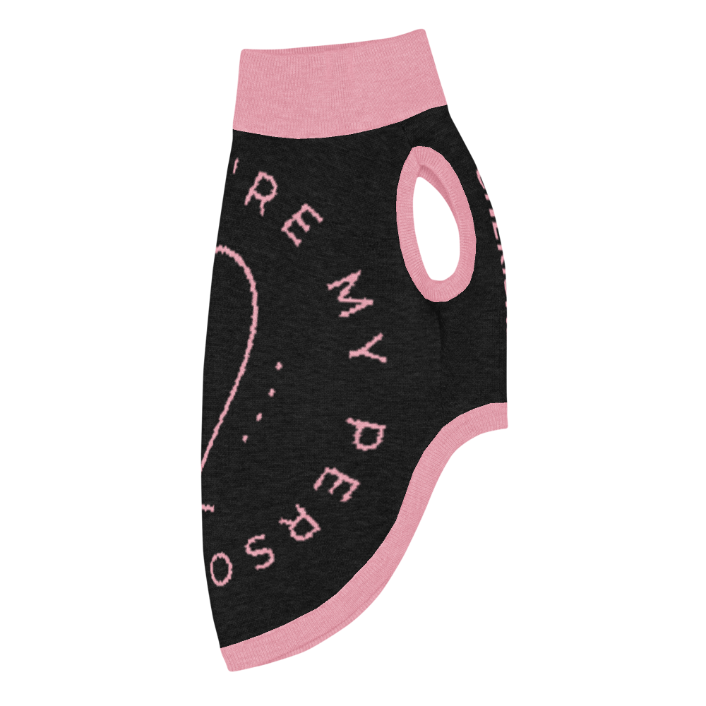 Personalized Knitted pet sweater, Color Pink and Black, "You are my Person" Size M