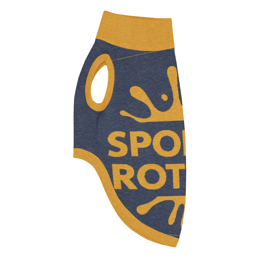 Personalized Dog sweater, Blue and Gold, Splashes with “SPOILED ROTTEN”, 2XL