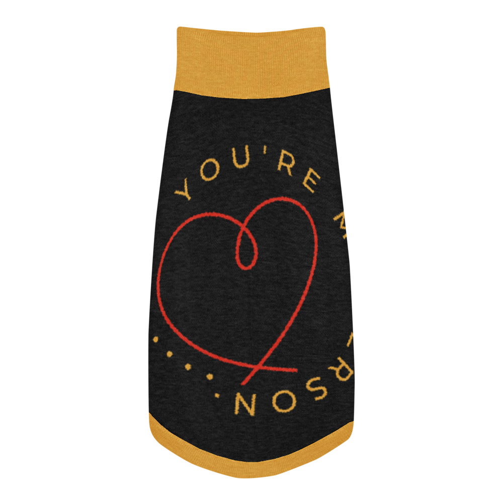 Personalized Knitted pet sweater Color Black, and Gold "You Are My Person", S, M,L