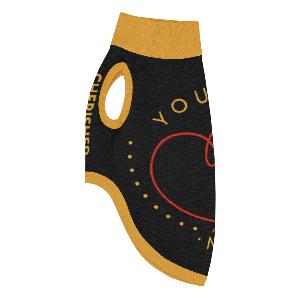 Personalized Knitted pet sweater Color Black, Gold and Red "You Are My Person", 2XL