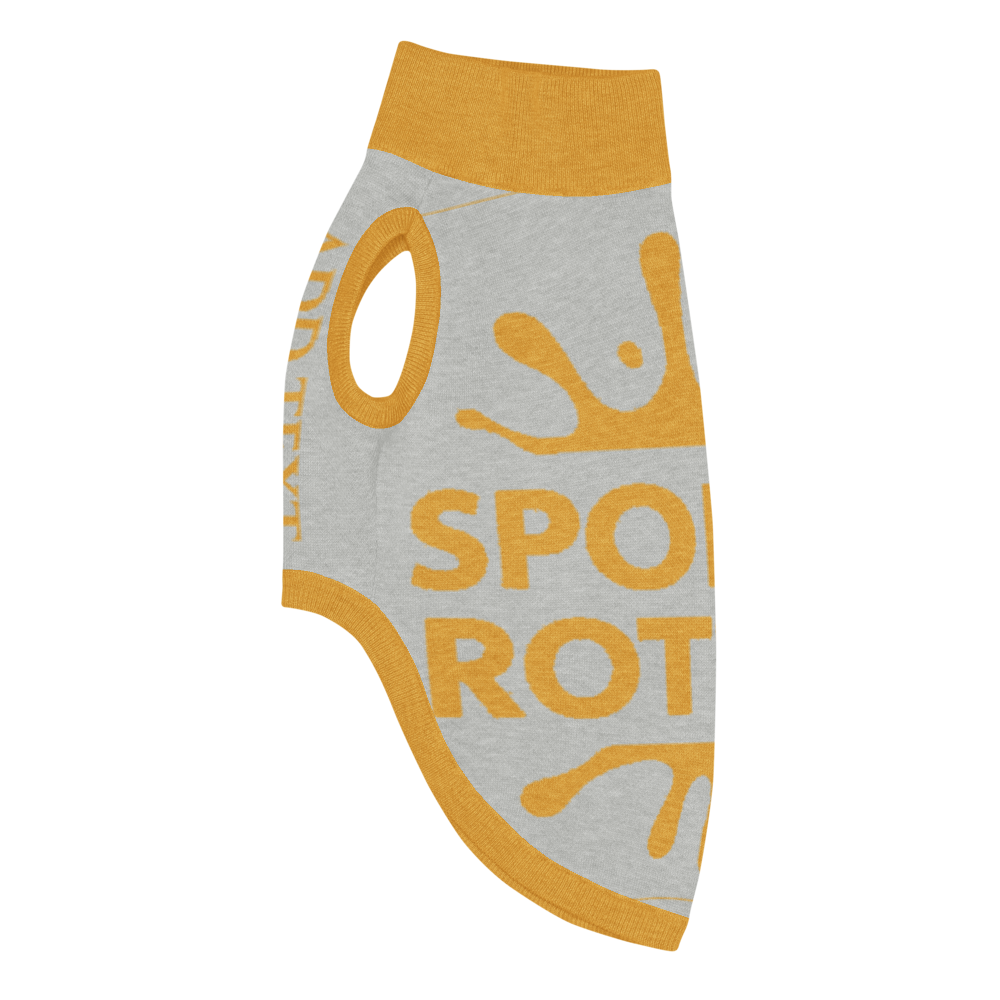 Personalized Dog sweater, Gray and Gold, Splashes with “SPOILED ROTTEN”, 2XL