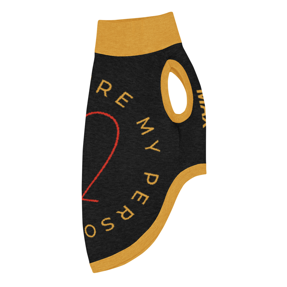 Personalized Knitted pet sweater Color Black, Gold and Red "You Are My Person", 2XL