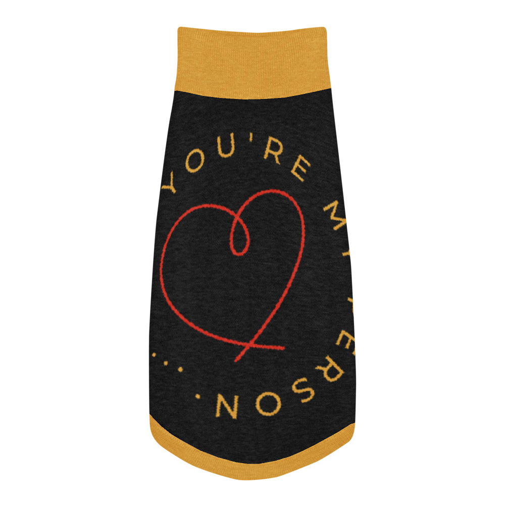 Personalized Knitted pet sweater Color Black, Gold and Red "You Are My Person", 2XL