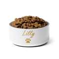 Custom Name Pet Bowl, Ivory Whisper & Gold, Luxury Pet Feeding Bowls, Lilly