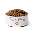Personalized Dog Bowl Pets Name, Ivory Whisper & Gold, Your Text Here & Paw
