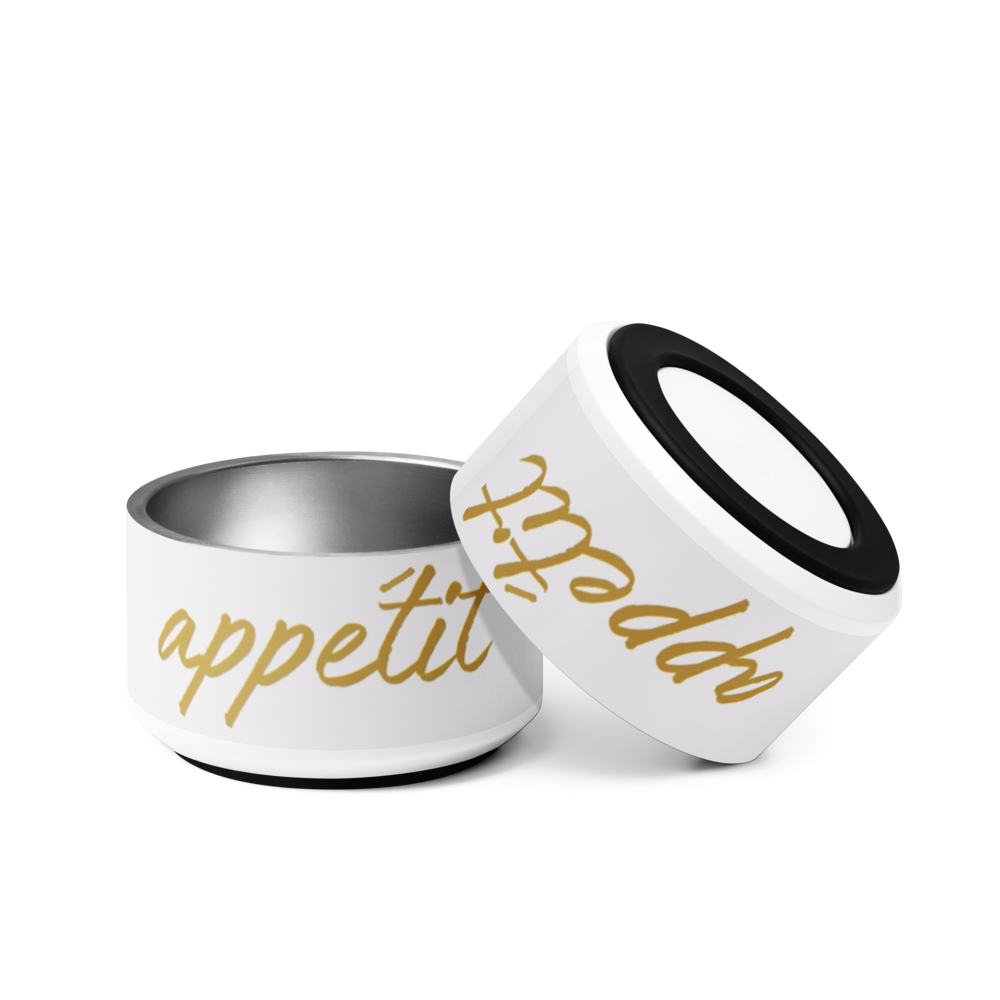 Luxury Stainless Steel Dog Bowl, Modern Ivory Whisper, Appetit