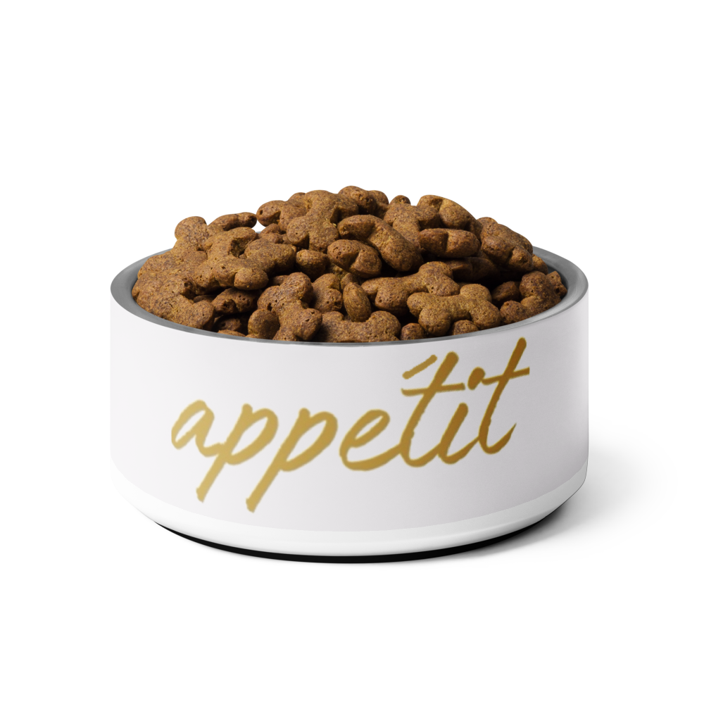 Luxury Stainless Steel Dog Bowl, Modern Ivory Whisper, Appetit