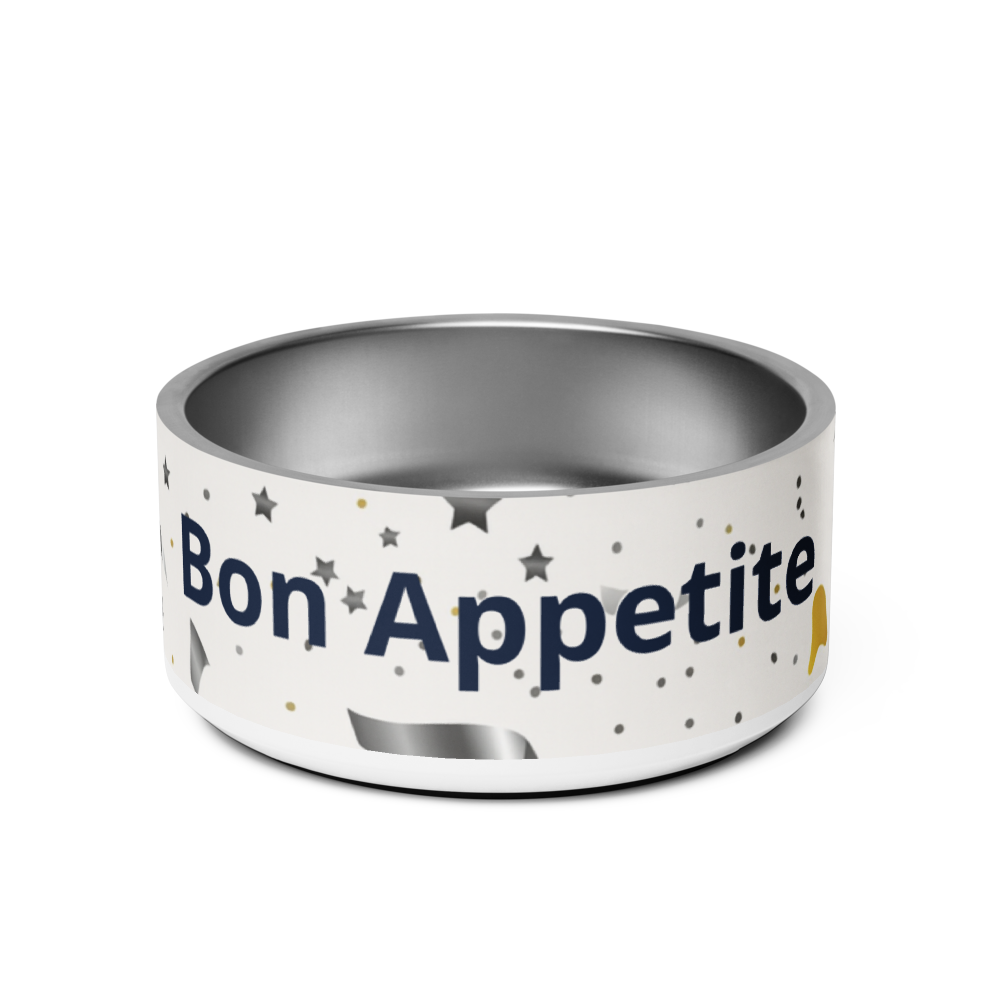 Luxury Dog Bowl Modern Pattern Bon Appetite, 18 and 32 oz.
