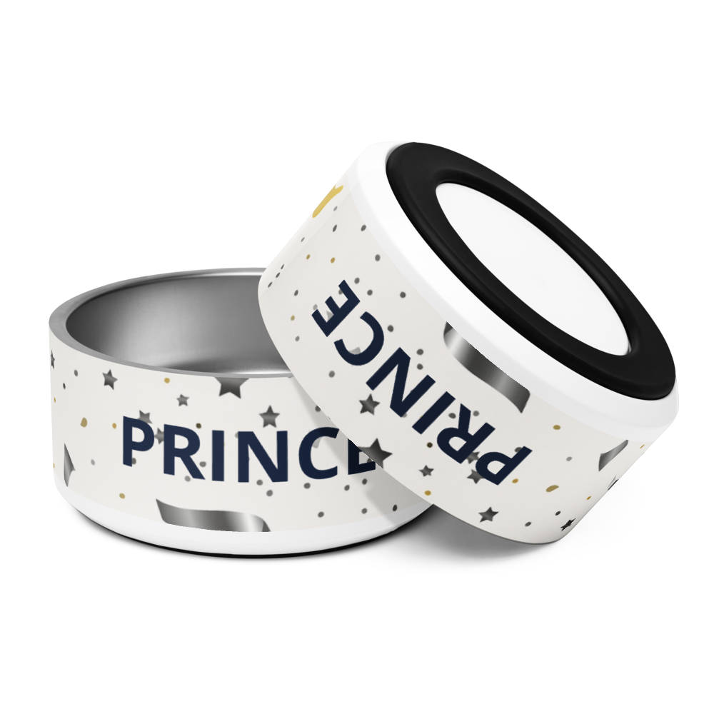 Stainless Steel Dog Bowl, Modern, “PRINCE”, 18 and 32 oz.