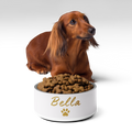 Custom Name Pet Bowl set, Ivory Whisper & Gold, Luxury Pet Feeding Bowls, Bella