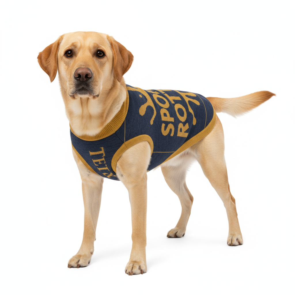 Personalized Dog sweater, Blue and Gold, Splashes with “SPOILED ROTTEN”, 2XL