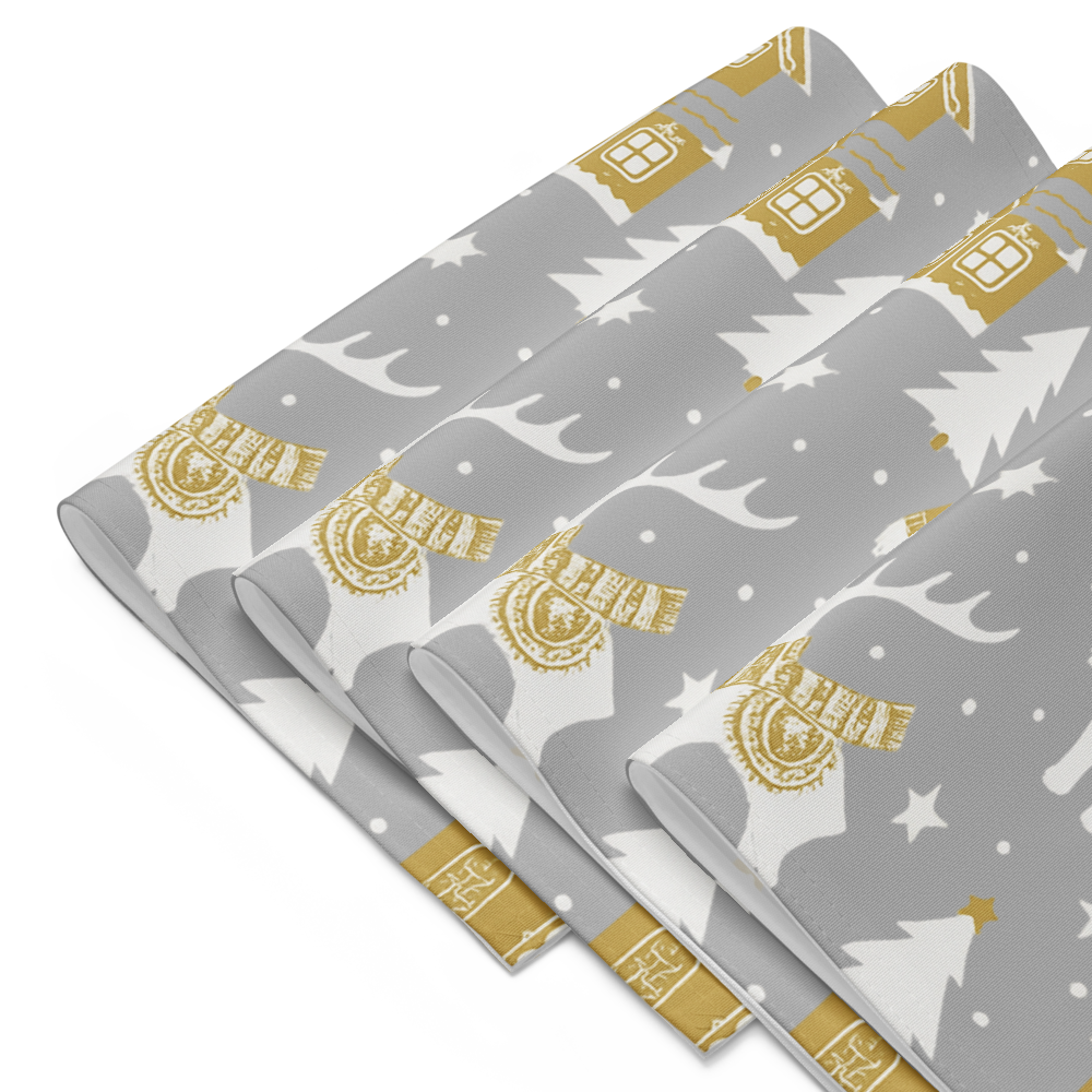 Personalize Festive holiday placemats set of 4,Silver and Gold, Pet lovers