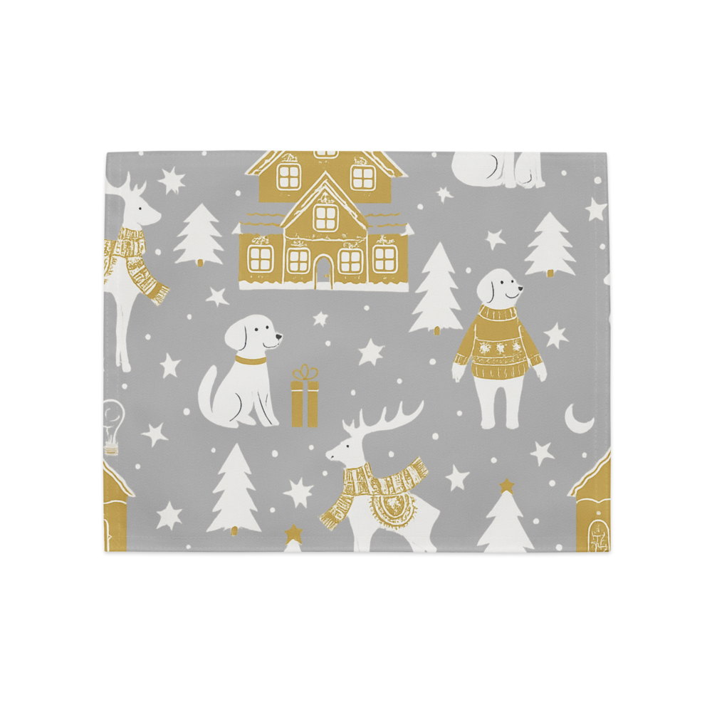 Personalize Festive holiday placemats set of 4,Silver and Gold, Pet lovers