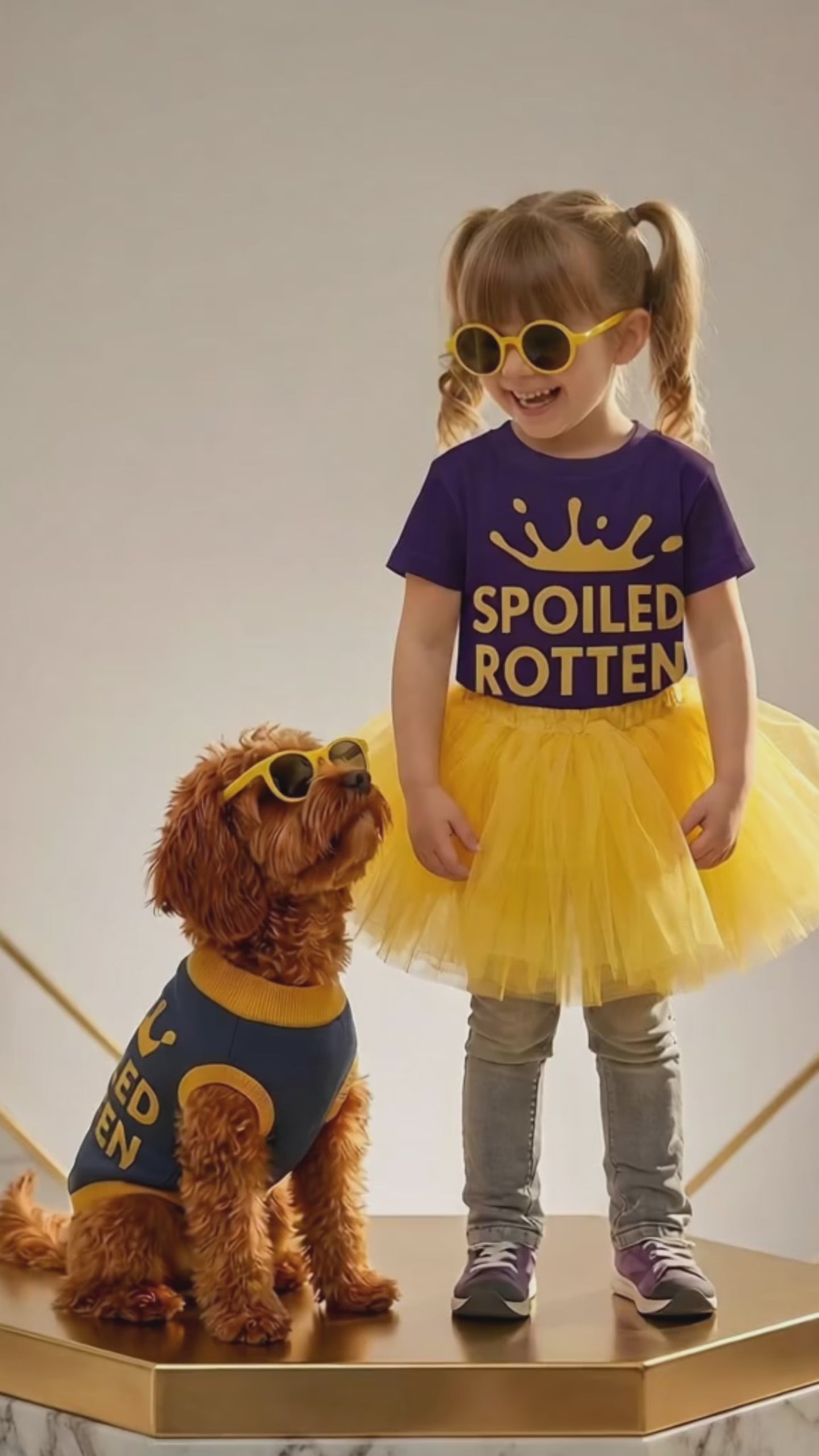 Personalized Dog sweater, Blue and Gold, Splashes with “SPOILED ROTTEN”, M, L, XL