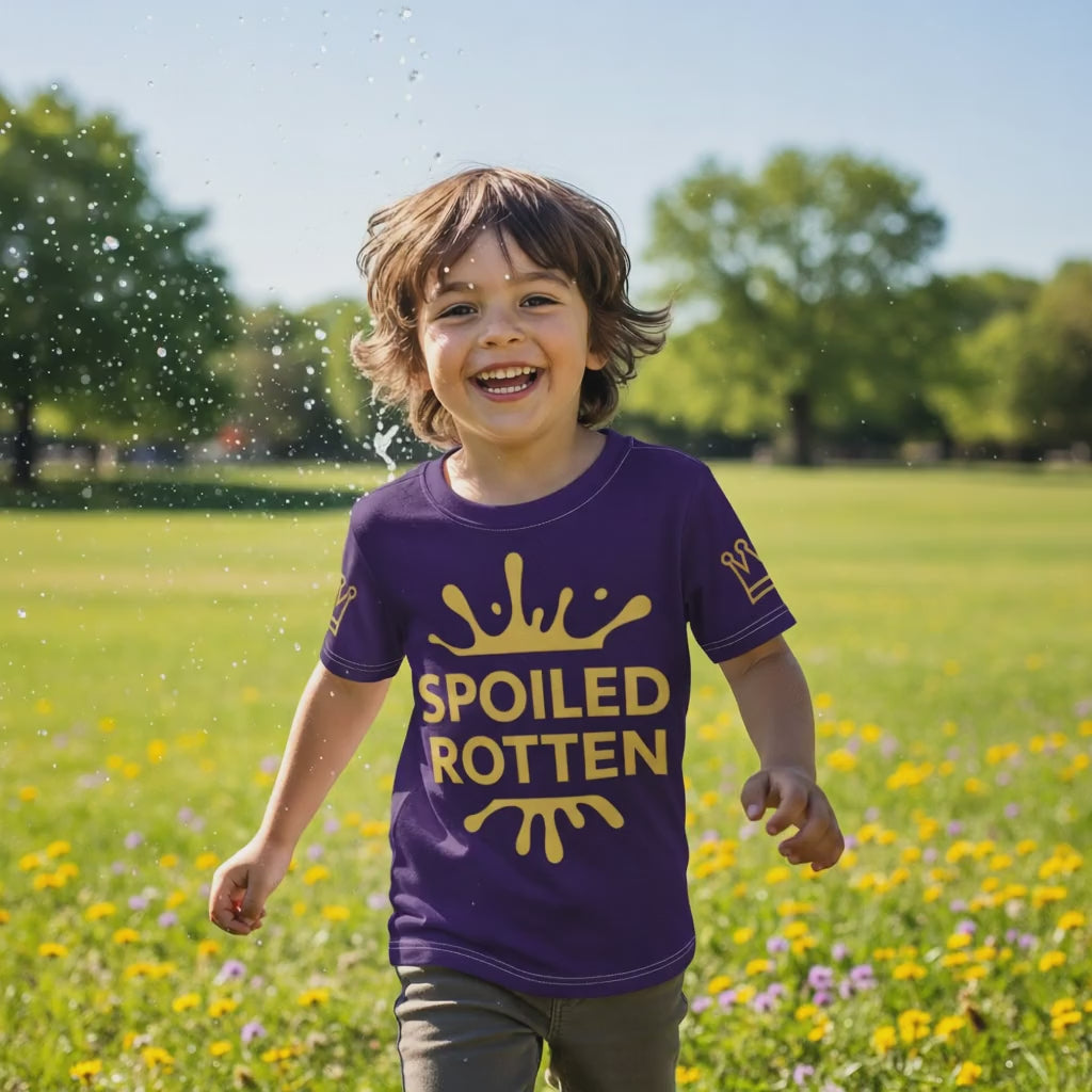 Spoiled Rotten Kids Tee - Gold Crown Graphic, Size 2T-7, matching set.