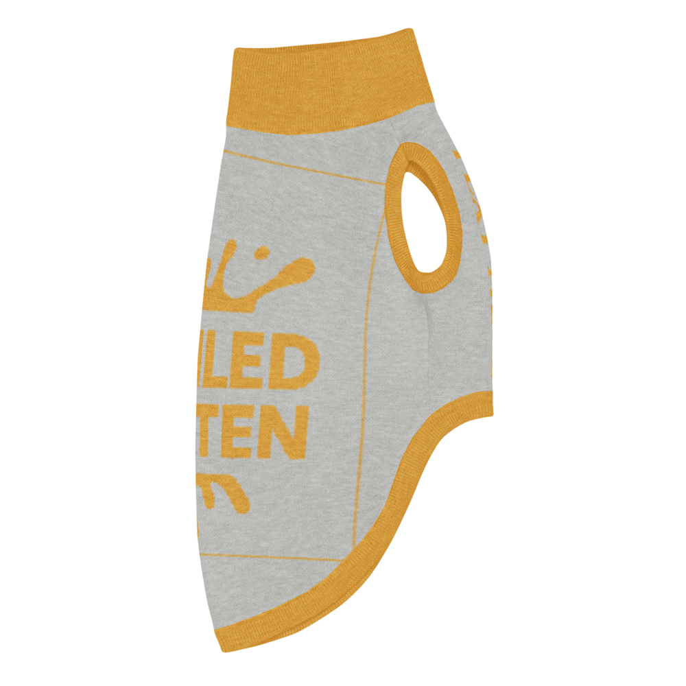 Personalized Dog sweater, Gray and Gold, Splashes with “SPOILED ROTTEN”, S, M