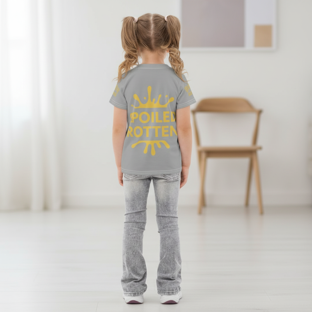 Personalized Dog sweater, Gray and Gold, Splashes with “SPOILED ROTTEN”, 2XL