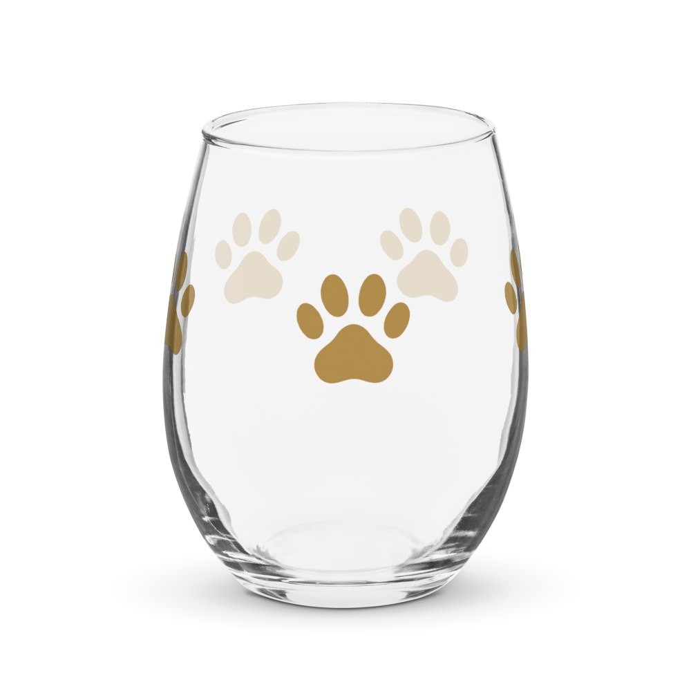 Modern Paw Print Stemless Wine Glass 15 oz