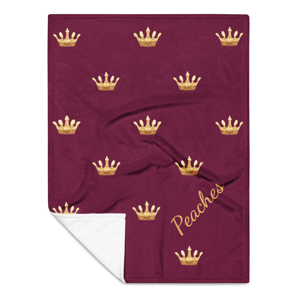 Personalized Pet Throw Blanket – Burgundy, Crown Design