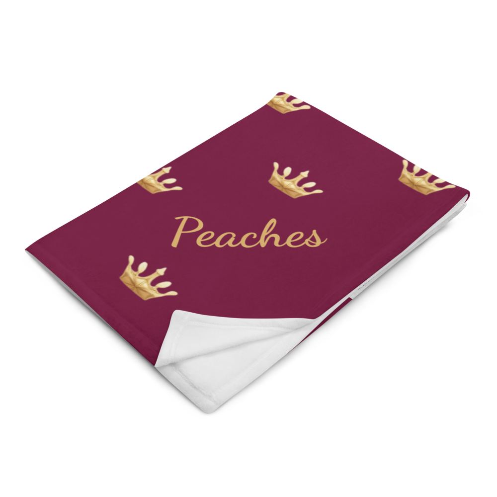 Personalized Pet Throw Blanket – Burgundy, Crown Design
