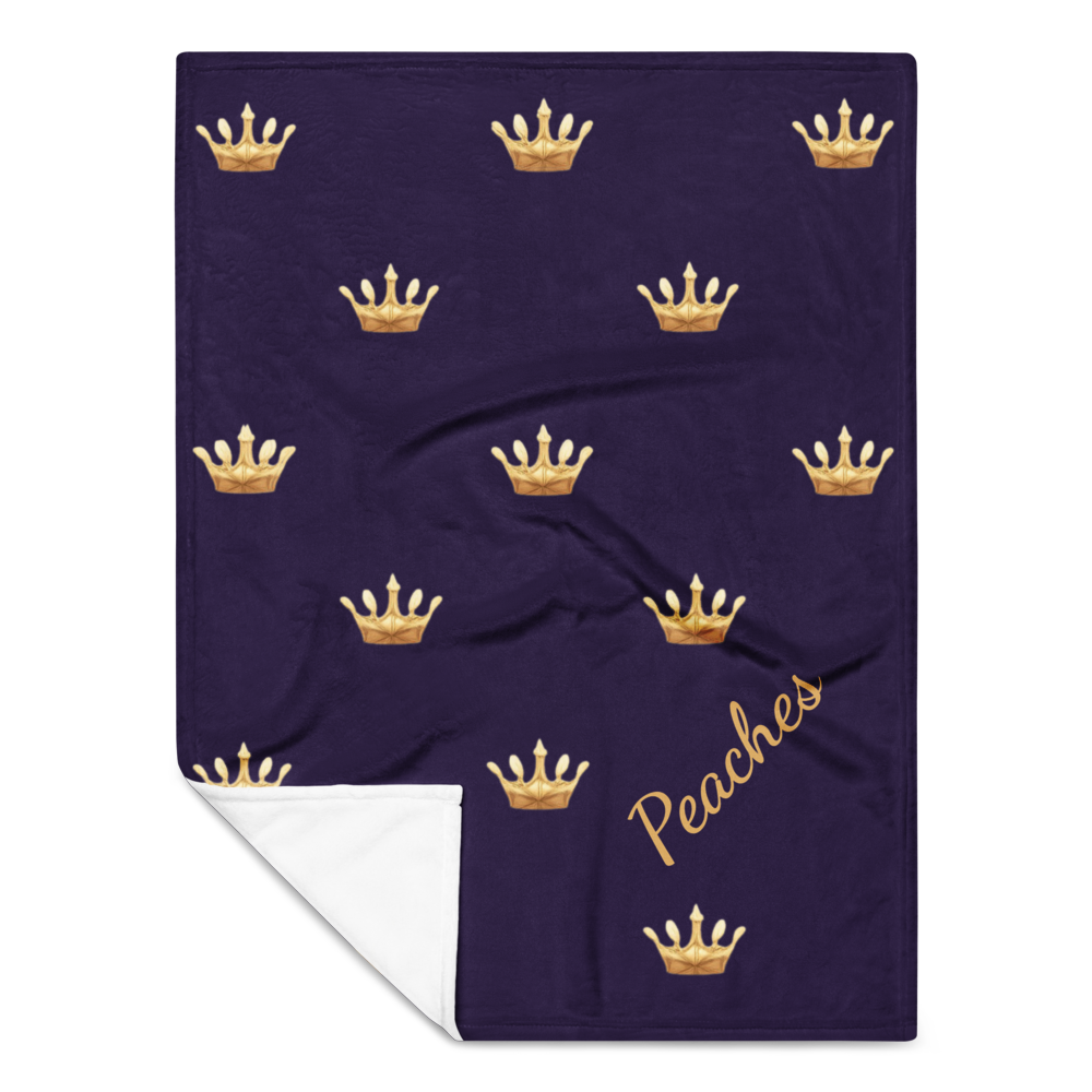 Personalized Pet Throw Blanket – Deep Navy, Crown