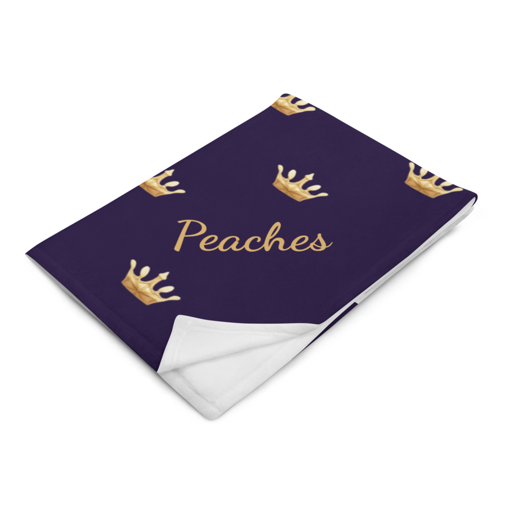 Personalized Pet Throw Blanket – Deep Navy, Crown