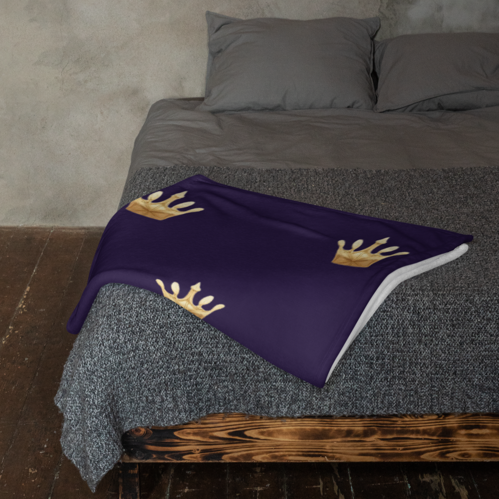 Personalized Pet Throw Blanket – Deep Navy, Crown