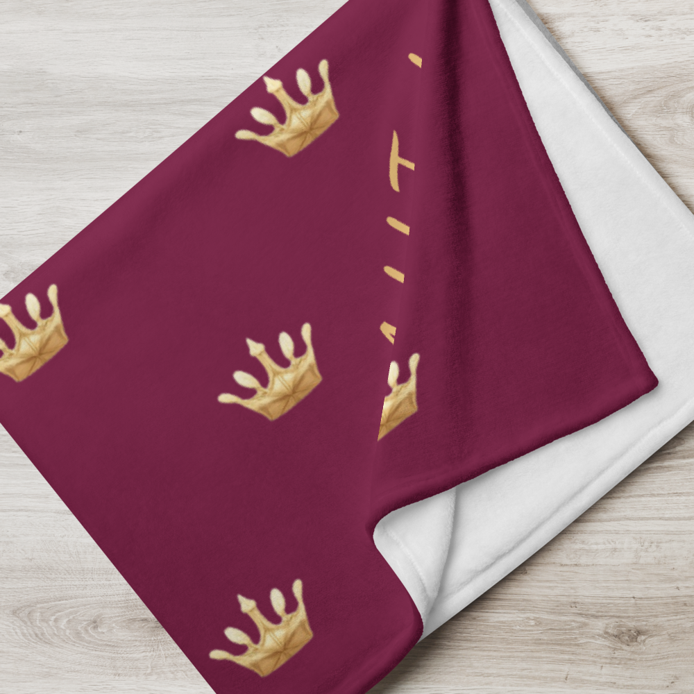 Personalized Pet Blanket – Burgundy, Crown Design, 30” X 40”