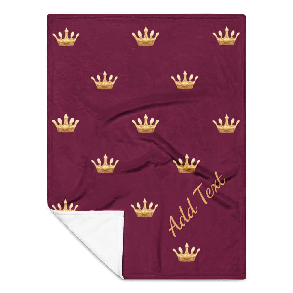 Personalized Pet Blanket – Burgundy, Crown Design, 30” X 40”