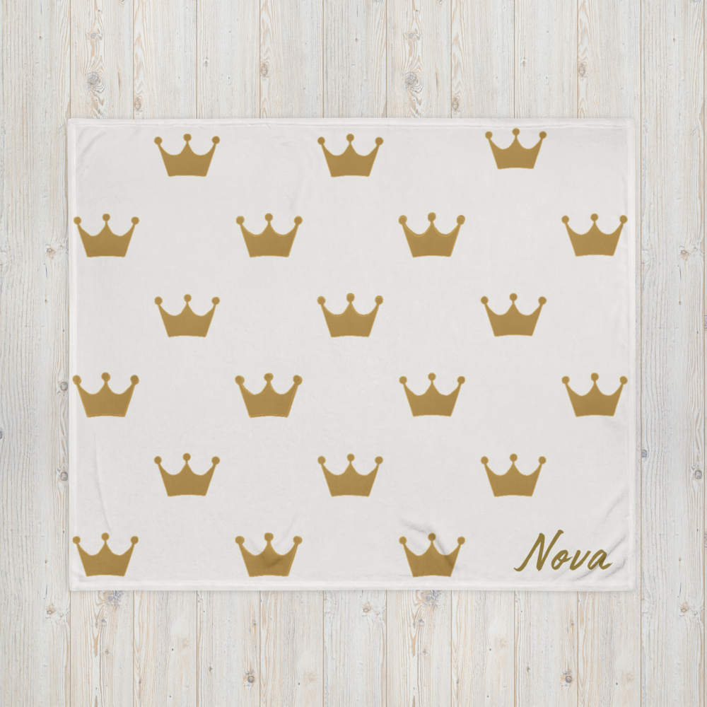 Custom Pet Throw Blanket – Ivory Whisper Crown Design – Nova