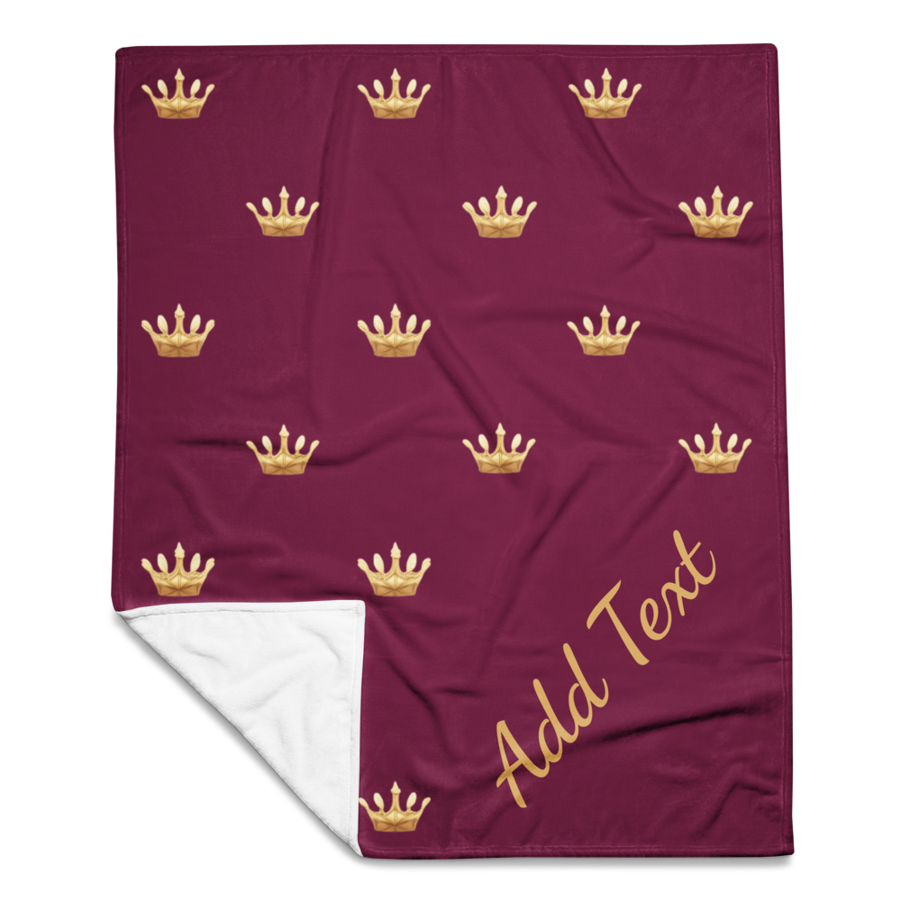 Personalized Pet Blanket 50” X 60” – Burgundy, Crown Design