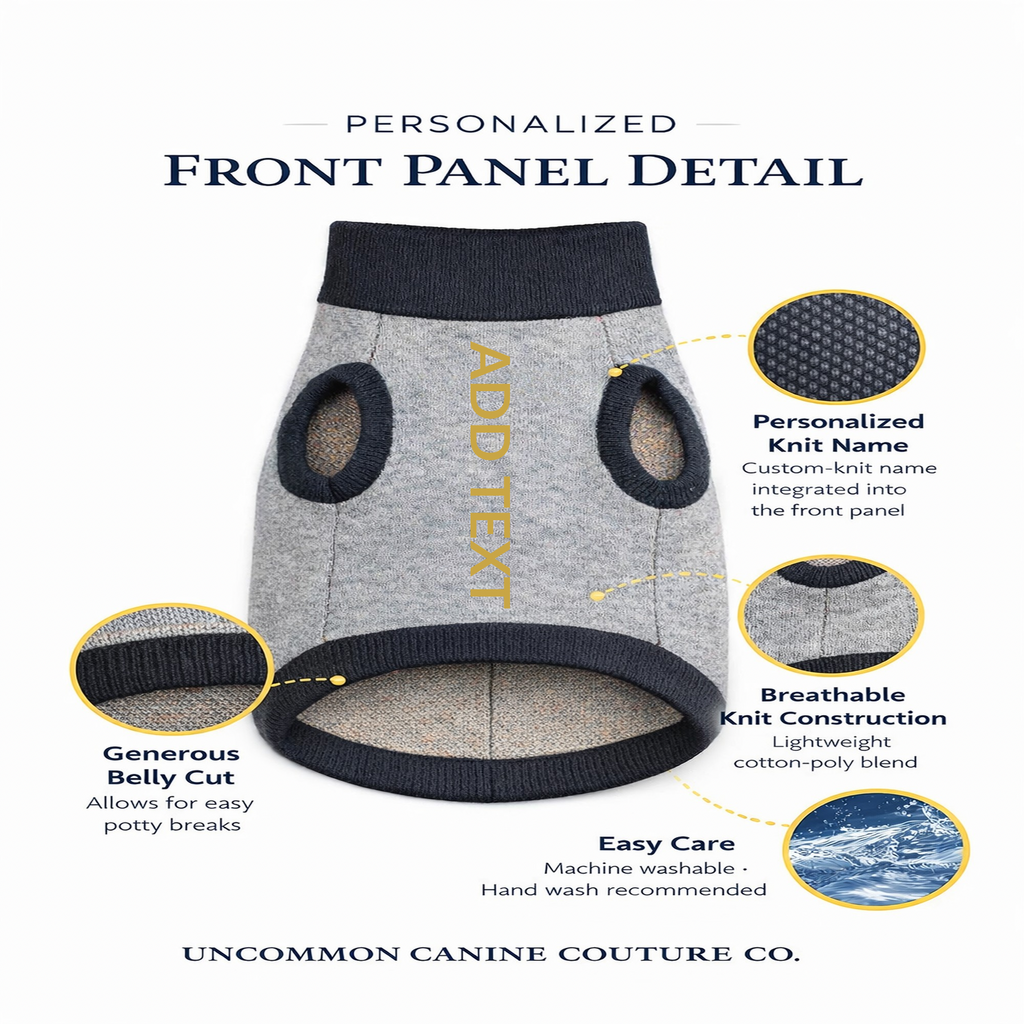 Personalized Dog sweater, Gray and Gold, Splashes with “SPOILED ROTTEN”, S & M